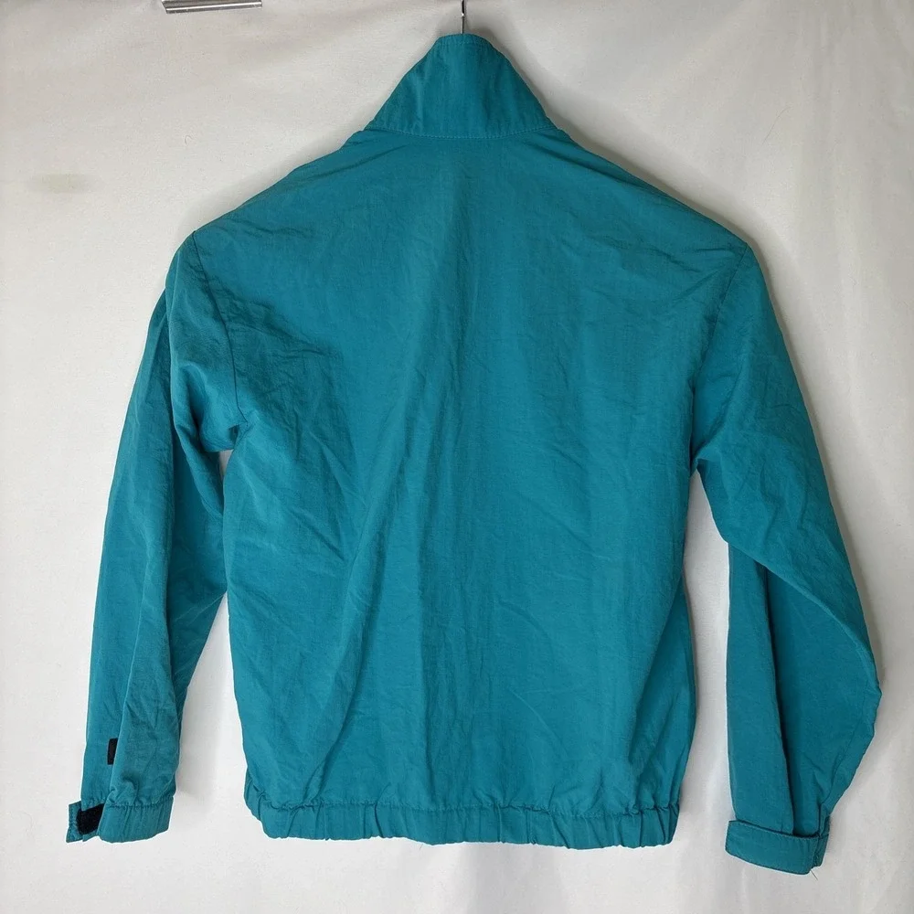 Vtg 90s REI Windbreaker Jacket Full Zip Teal Lightweight Gorpcore Kids M 8/10
